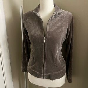 Velvet Zip-Up Jacket in Brown